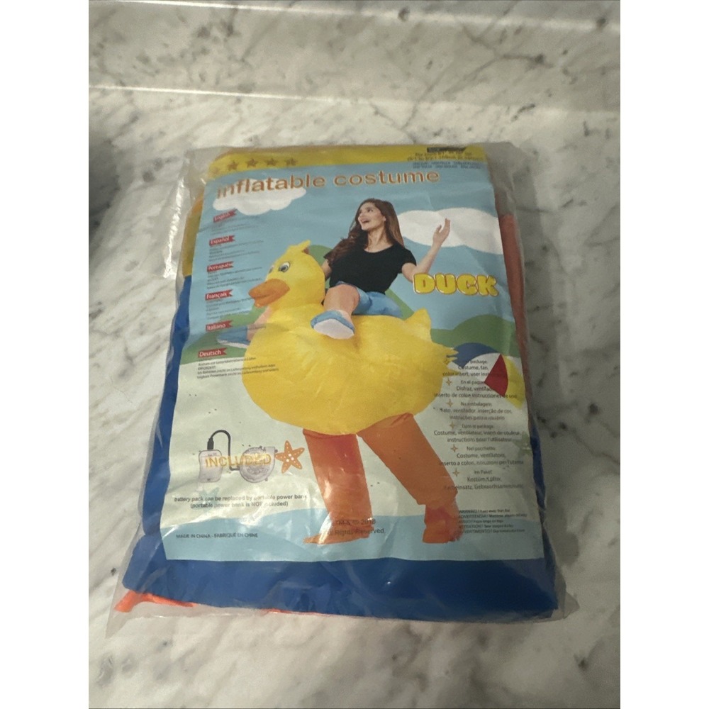 Inflatable Yellow Duck Costume Adult Animal Party‎ Mascot Mens Halloween Blow Up